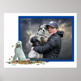 Póster Perro Labradoodle En Hojas Poster