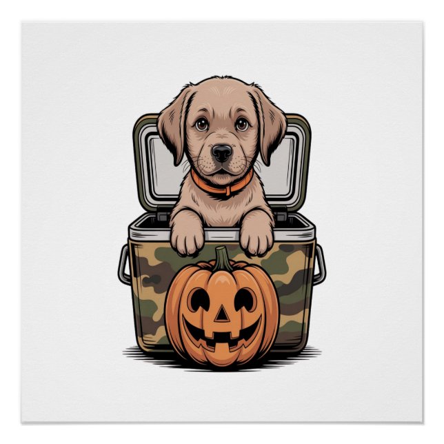 Póster Perro labrador marrón Halloween espeluznante (Anverso)