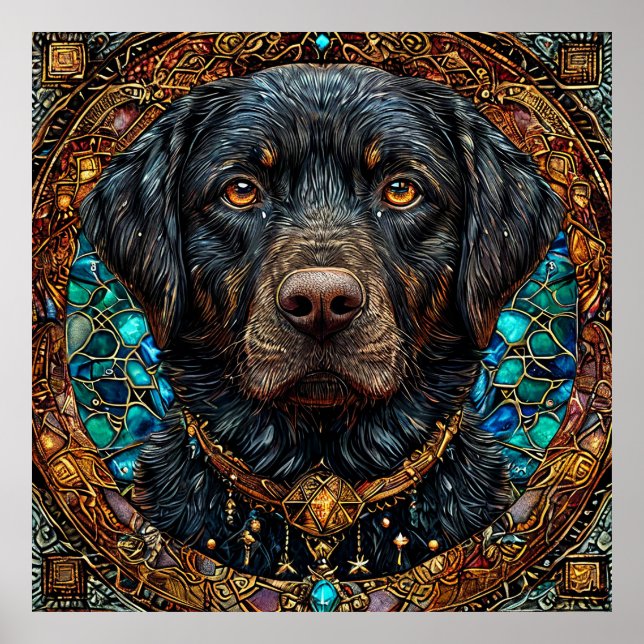 Póster Perro labrador negro (Frente)