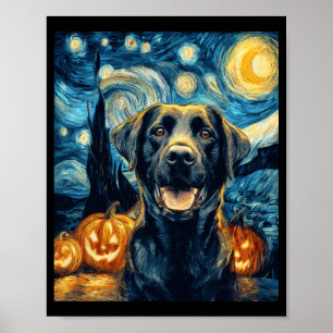 Póster Perro Labrador Negro Lindo Halloween Jack O Linter