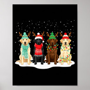 Póster Perro Labrador Retriever Negro Navidad Equipo Pare