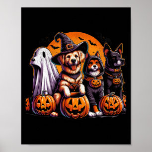 Póster Perro Labrador Retriever Negro Retro Calabaza de H