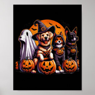 Póster Perro Labrador Retriever Negro Retro Calabaza de H