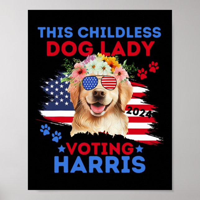 Póster Perro Lady Vote Kamala Harris 2024 Golden Retrieve (Frente)