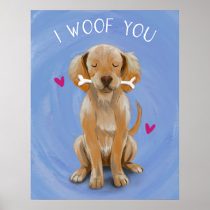 Póster Perro lindo con hueso que WOOF YOU Art Print