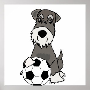 Póster Perro lindo del Schnauzer que juega el dibujo