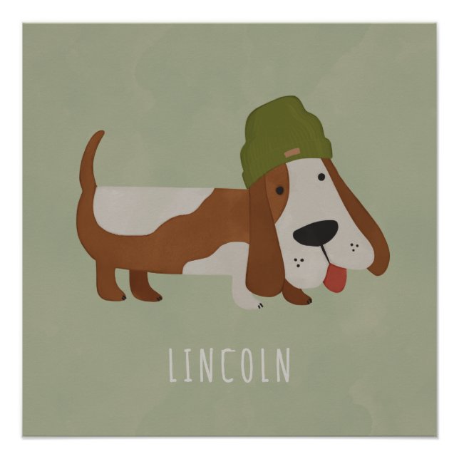 Póster Perro lindo en un gorro personalizado (Anverso)