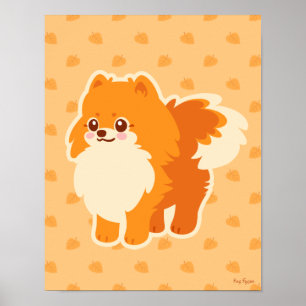 Póster Perro lindo Kawaii Pomeranian