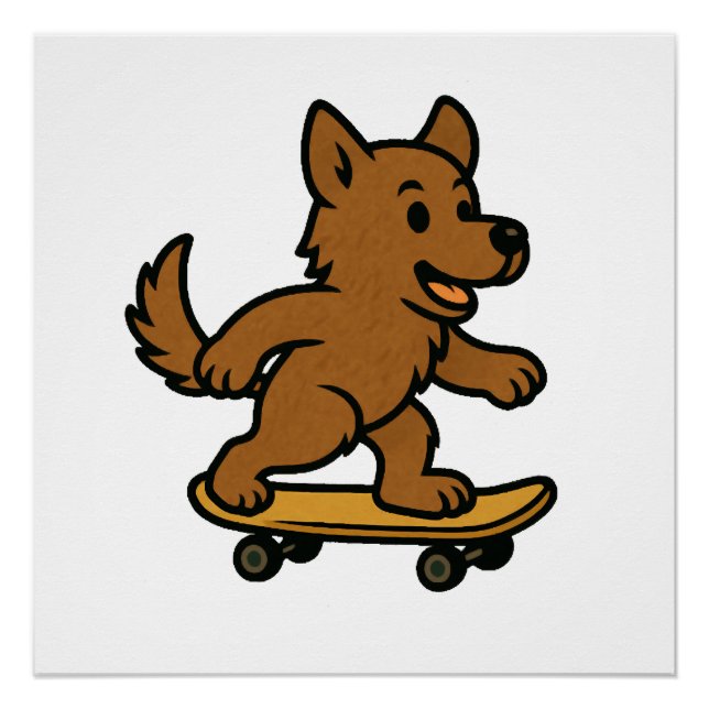 Póster Perro lindo montando monopatín (Anverso)
