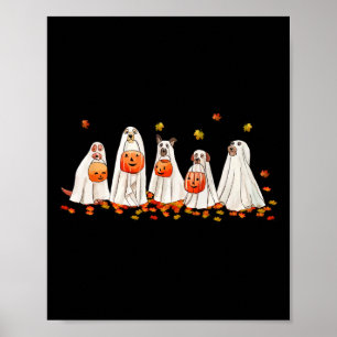 Póster Perro lindo vestido como un boo divertido fantasma