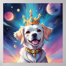 Póster Perro llevando una corona en el espacio
