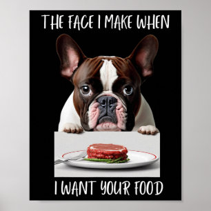 Póster Perro Lover Diseño Cena de carne Bulldog francés