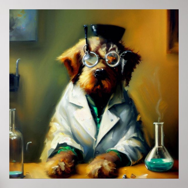 Póster Perro Mad Scientist (Frente)