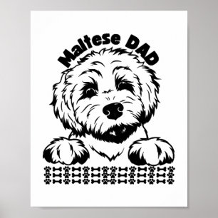 Póster Perro maltés de diseño blanco y negro