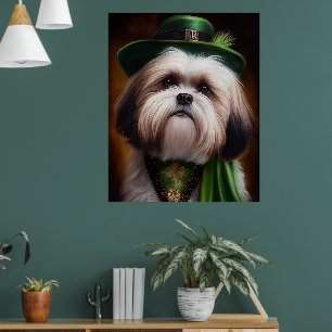 Póster Perro "Malti Tzu" con vestido "Día de San Patricio