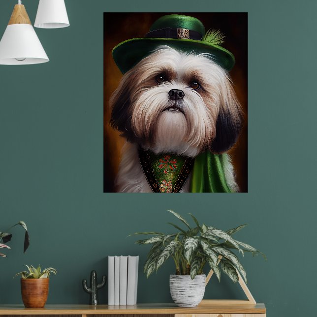 Póster Perro "Malti Tzu" con vestido "Día de San Patricio (Salón 1)