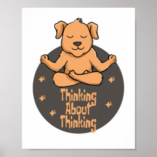 Póster Perro marrón Kawaii practica poses de yoga y piens