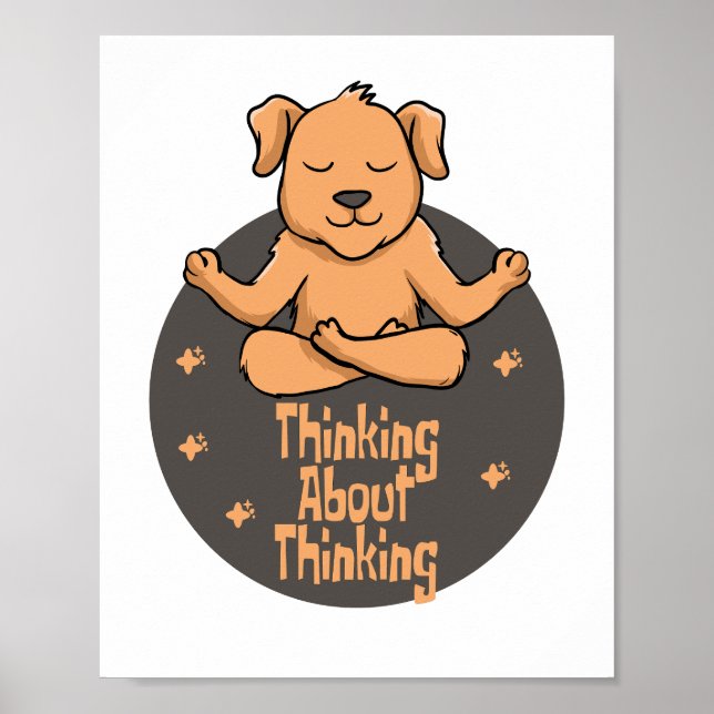 Póster Perro marrón Kawaii practica poses de yoga y piens (Frente)