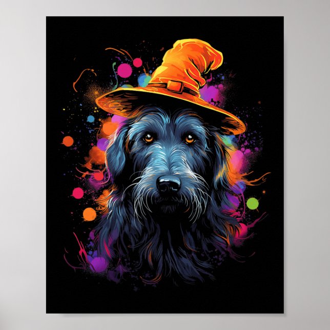 Póster Perro Mascota irlandés Wolfhound Halloween (Frente)