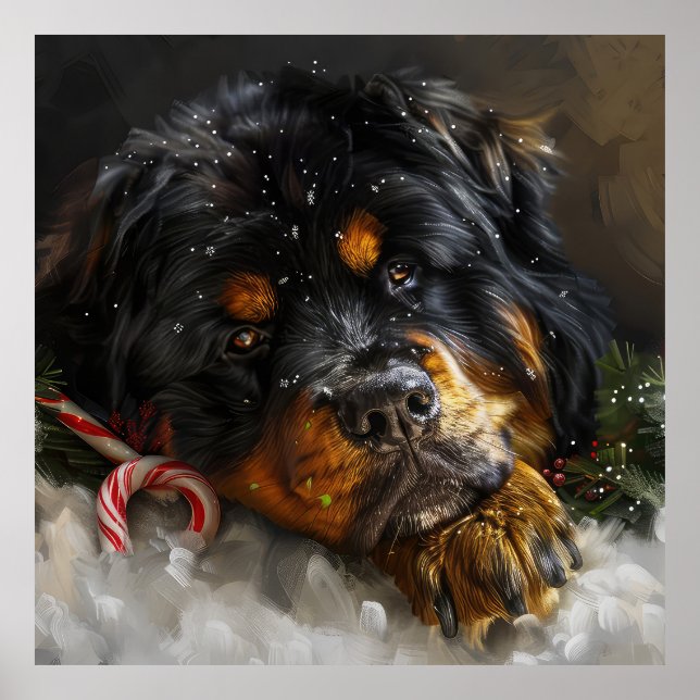Póster Perro Mastín Tibetano Navidad Festiva  (Frente)