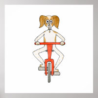 Perro montando una bicicleta.