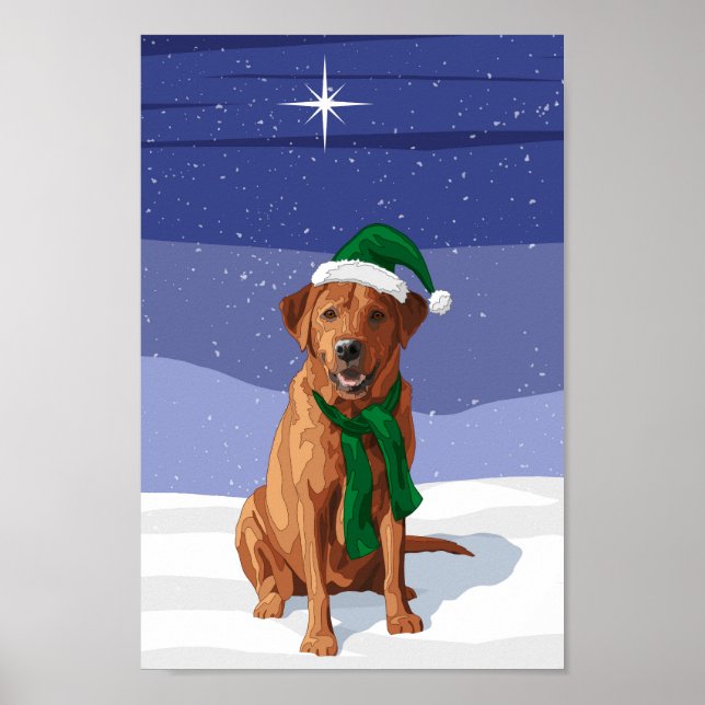 Póster Perro Navidad recuperador de Labrador rojo Fox (Frente)