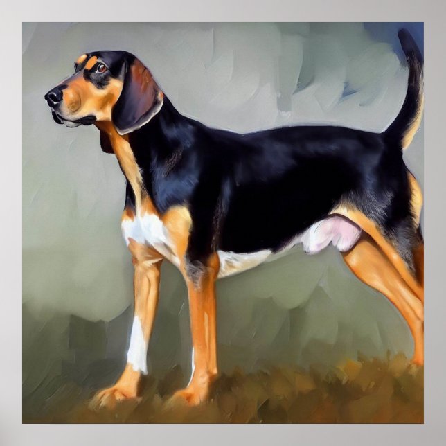 Póster Perro negro y tan Virginia Foxhound (Frente)