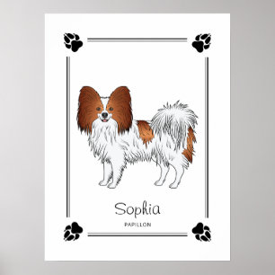 Póster Perro Papilino Rojo Y Blanco Con Pasta Y Texto
