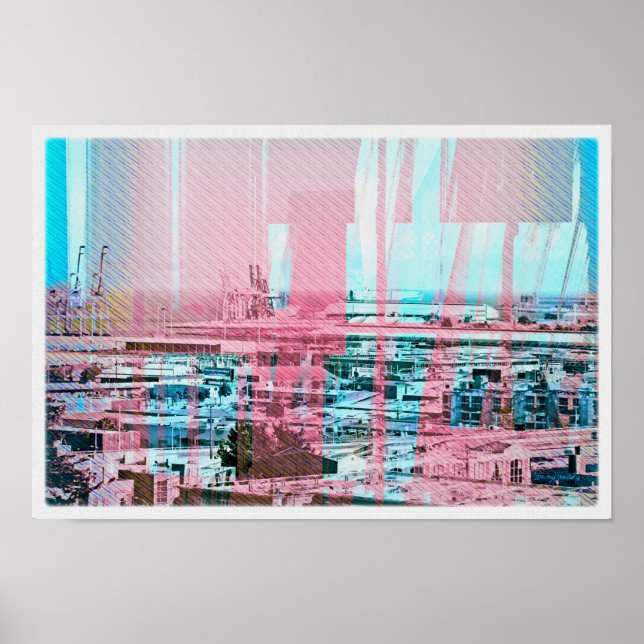 Póster Perro parcheando Panorama en la ciudad de San Fran (Frente)