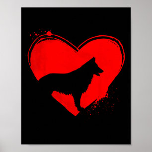Póster Perro Pastor Alemán Corazón Forma San Valentín Amo