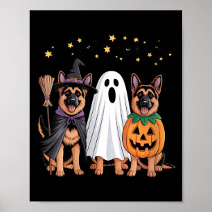 Póster Perro pastor alemán de bruja fantasma calabaza de 