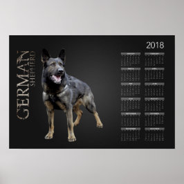 Póster Perro pastor alemán trabajando - Calendario 2018 d