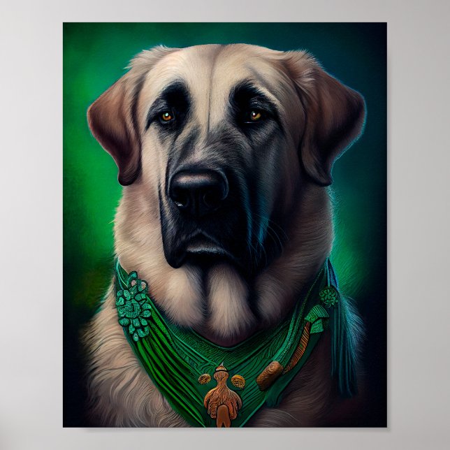 Póster Perro pastor anatoliano con vestido del Día de San (Frente)