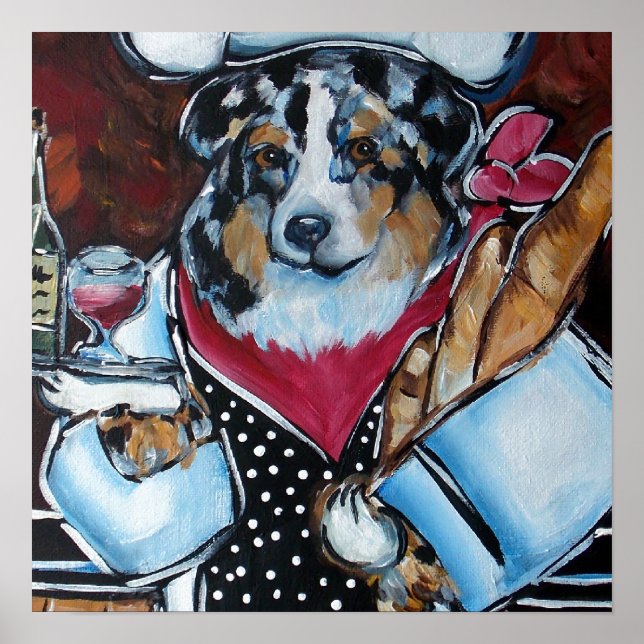 PÓSTER PERRO PASTOR AUSTRALIANO CHEF (Frente)