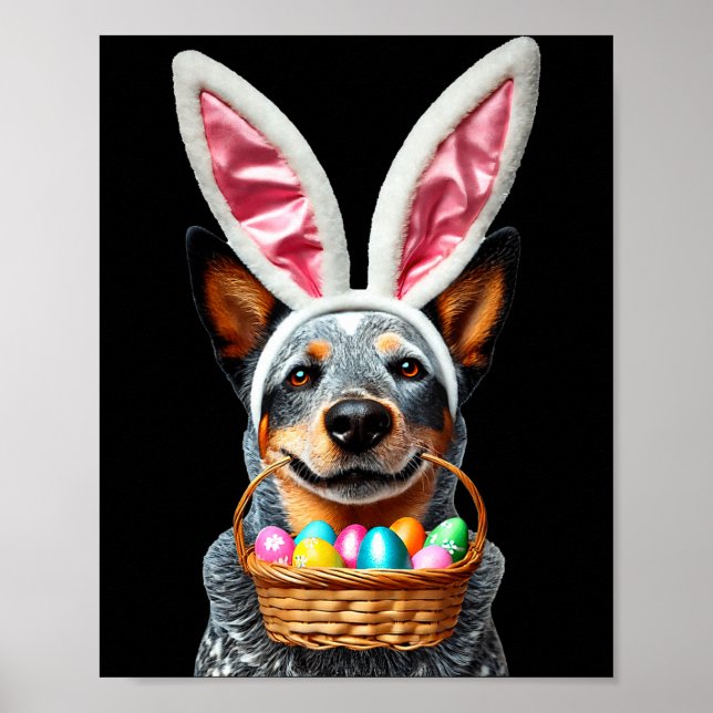 Póster Perro pastor australiano con orejas de conejo lind (Frente)