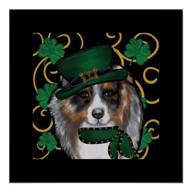 Póster Perro pastor australiano de San Patricio (Anverso)