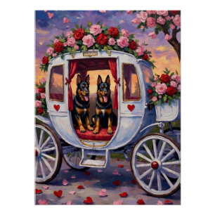 Póster Perro pastor belga día de San Valentín