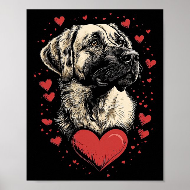 Póster Perro pastor de Anatolia del día de San Valentín  (Frente)