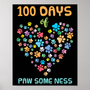Póster Perro Paw 100 días de la escuela de pezuña animal 