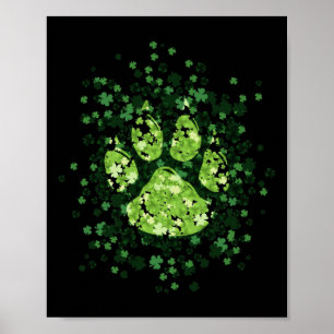 Póster Perro Paw Irlandés Lucky Green Shamrock Clover