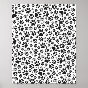 Póster Perro Paws Black and White Polka Dot