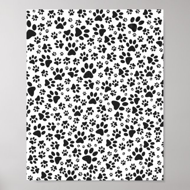 Póster Perro Paws Black and White Polka Dot (Frente)