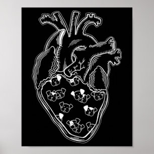 Póster Perro Perro Anatomía del Corazón Estilo Tattoo