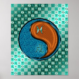 Póster Perro Pisces y Madera