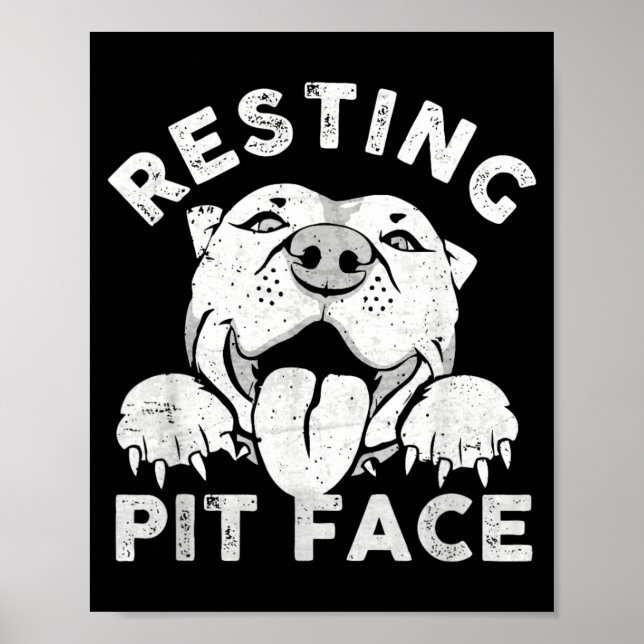 Póster Perro Pitbull Descansando Cara de Pit Humor Sarcás (Frente)