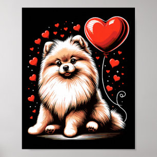Póster Perro Pomerania Día de San Valentín Dueño de Perro
