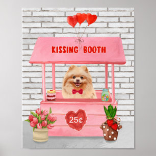 Póster Perro Pomerania El día de San Valentín Kissing Boo