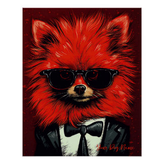 Póster Perro Pomerania, rojo y negro 003 - Ulises Dal