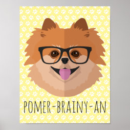 Póster Perro Pomerano En Lentes Nerviosas | POMER-BRAINY-