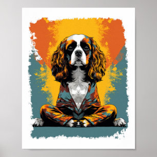 Póster Perro Pop Art Yoga Meditación Cavalier King Charle